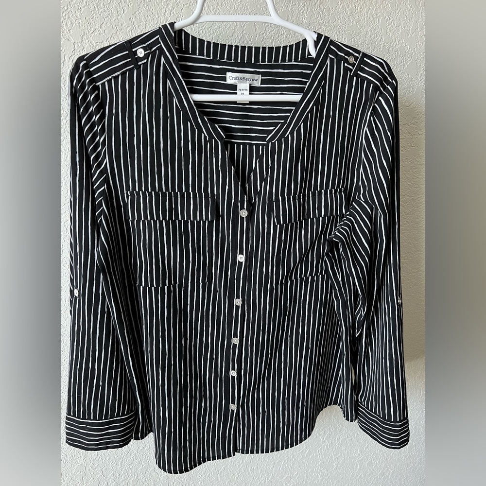 Black and White Work Blouse